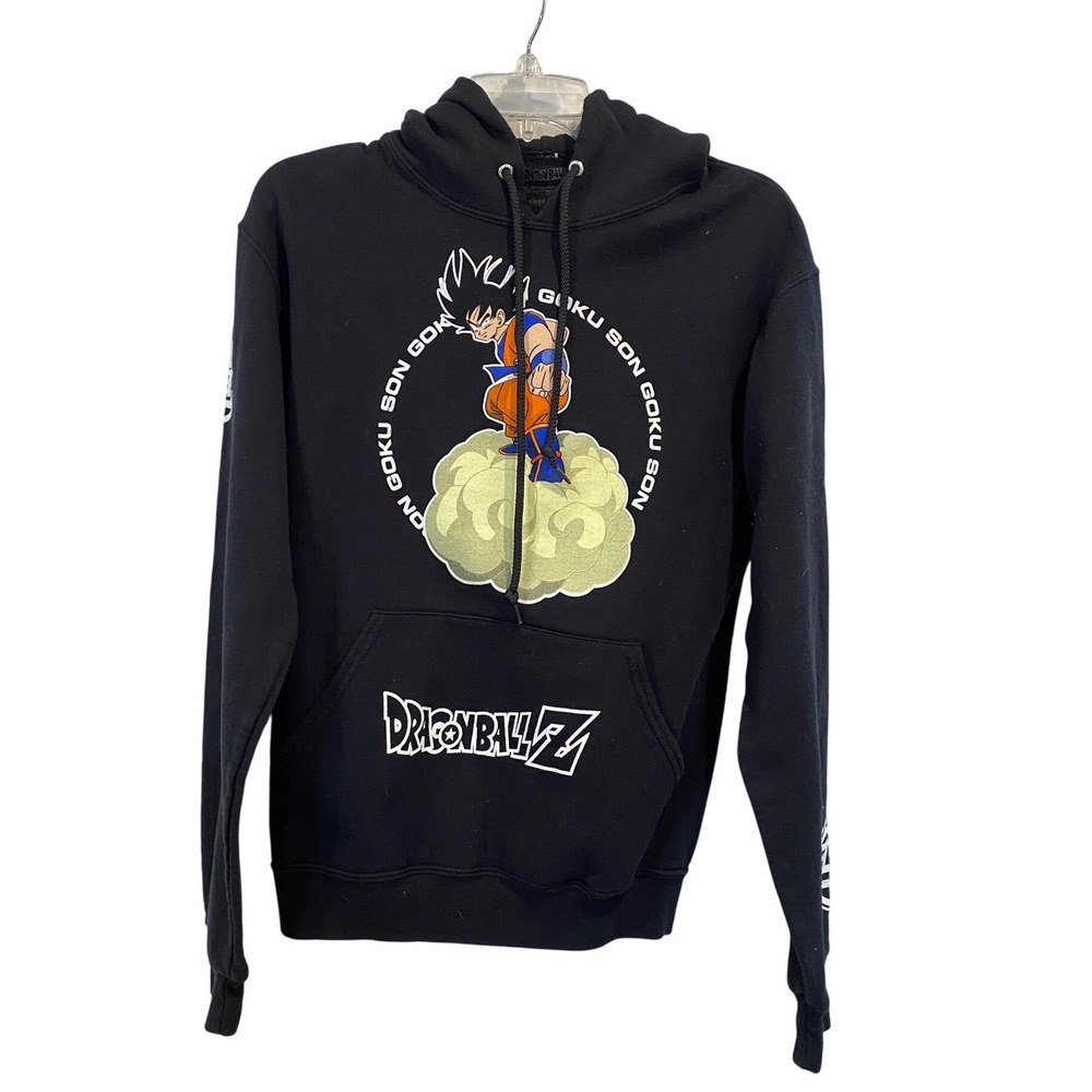 Dragon Ball Z Goku Flying‎ Nimbus Black Graphic Hoodie Mens Small Toei Animation